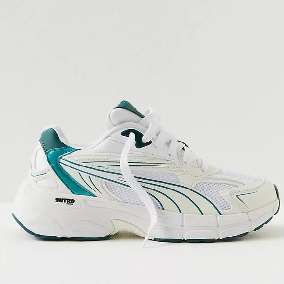 Puma Teveris Nitro Metallic Sneakers BNWT beautiful green color sz 10 - Picture 2 of 7